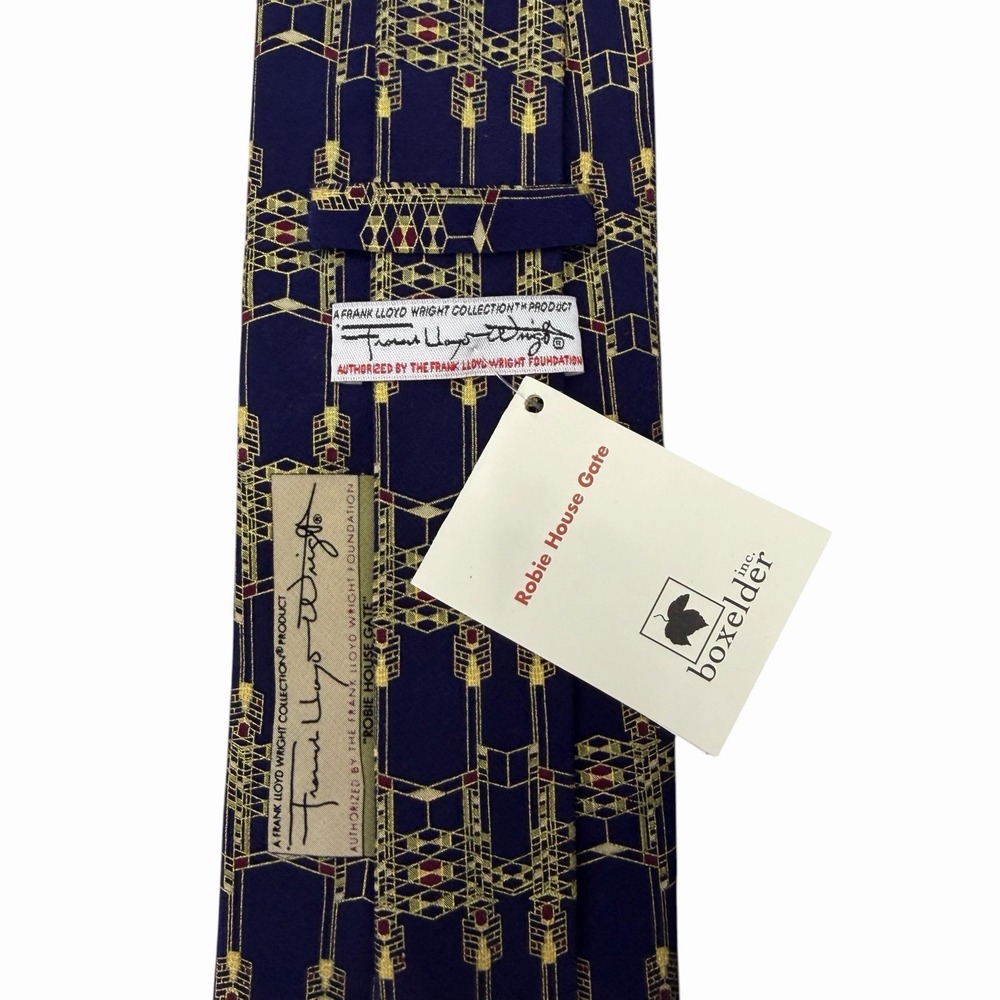 Frank Lloyd Wright NEW Men's Tie "Robie House Gate" Navy Blue Silk 3 5/8" 58.25"